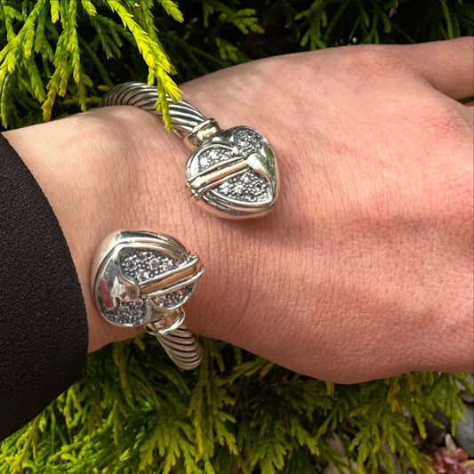 Heart two tone bangle